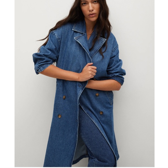 NWOT Mango double breast denim trench coat - Picture 4 of 8